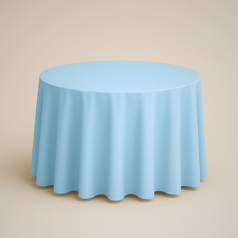 Mantel de Tela Redondo color Azul Cielo (Renta)