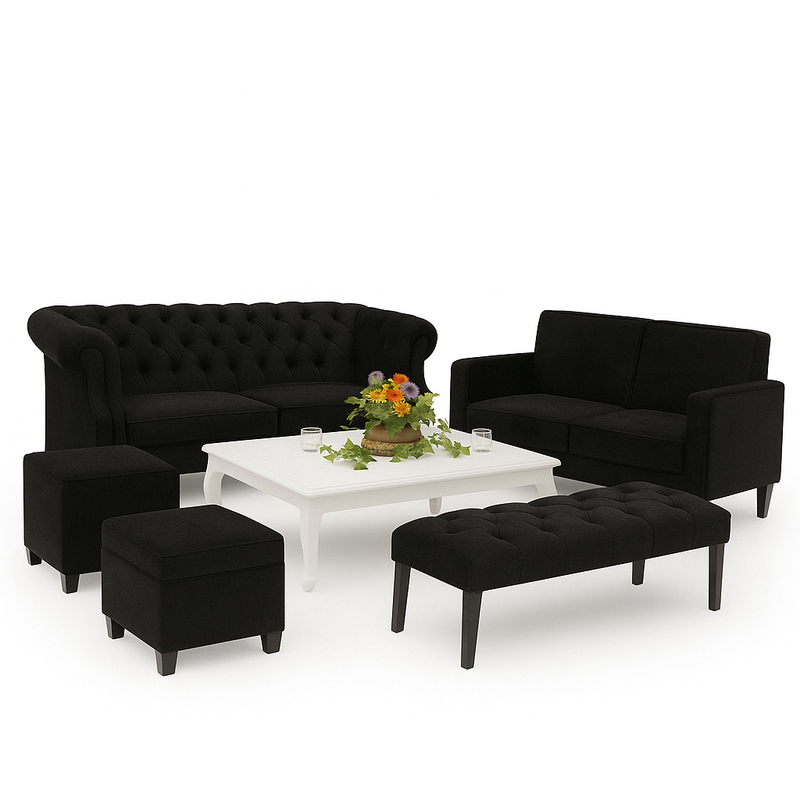 Sala Elite Chesterfield Negra (10 personas)