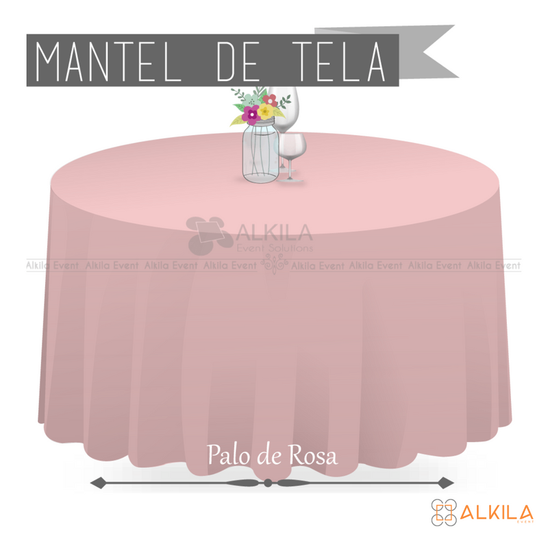 Mantel de Tela Redondo Rosa Pastel (Renta)