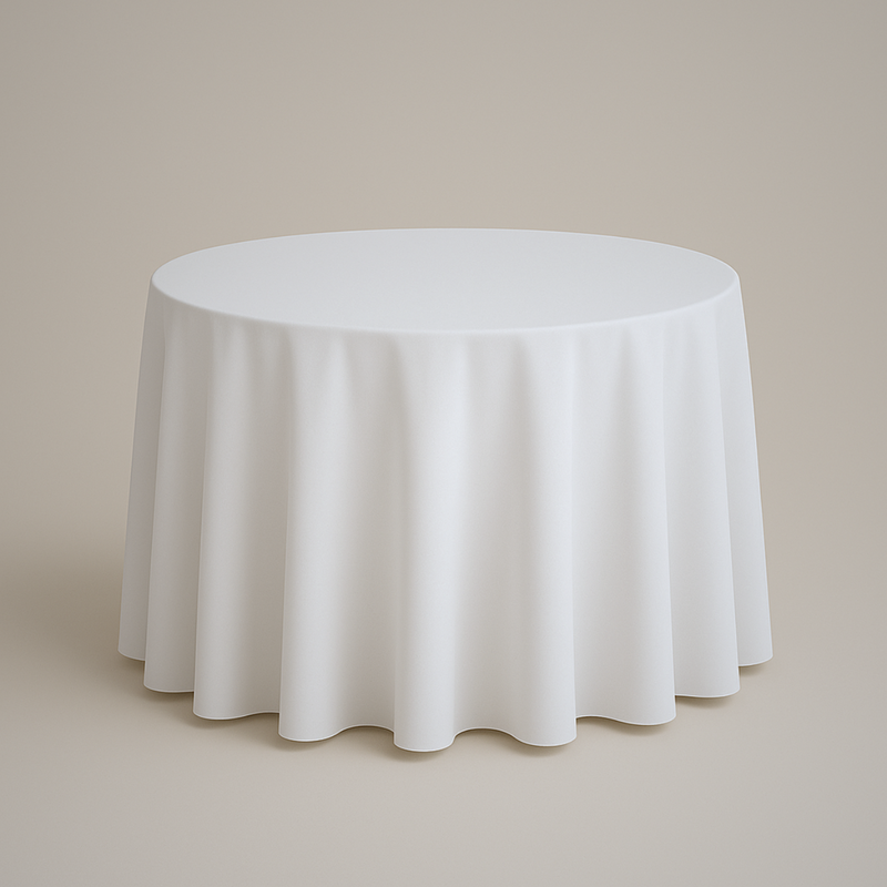 Mantel de Tela Redondo color Blanco (Renta)