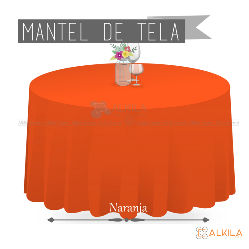 Mantel de Tela Redondo color Naranja (Renta)