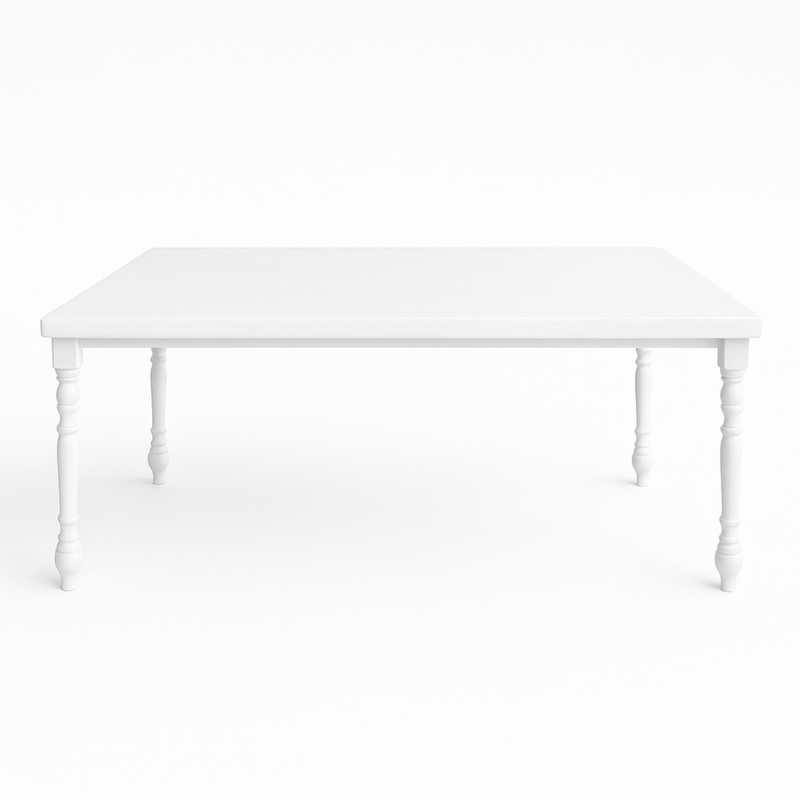 Mesa Banquetera Blanca Pata Torneada (no incluye sillas)