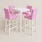 Periquera Chic Rosa con 4 Bancos