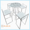Periquera Glass  Redonda con 4 Bancos Acojinados