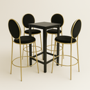 Periquera Con 4 Bancos Velvet Negros
