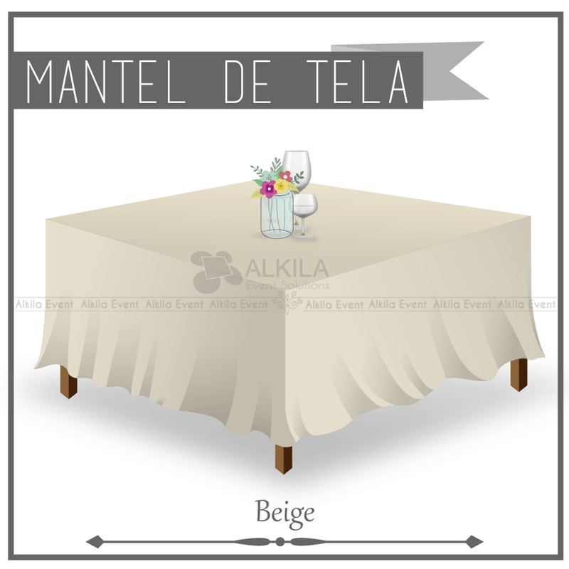 Mantel de Tela Cuadrado color Beige (Renta) AlkilaEvent 