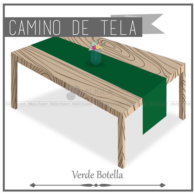 Camino de Tela para Mesa Rectangular color Verde Botella (Renta) AlkilaEvent 