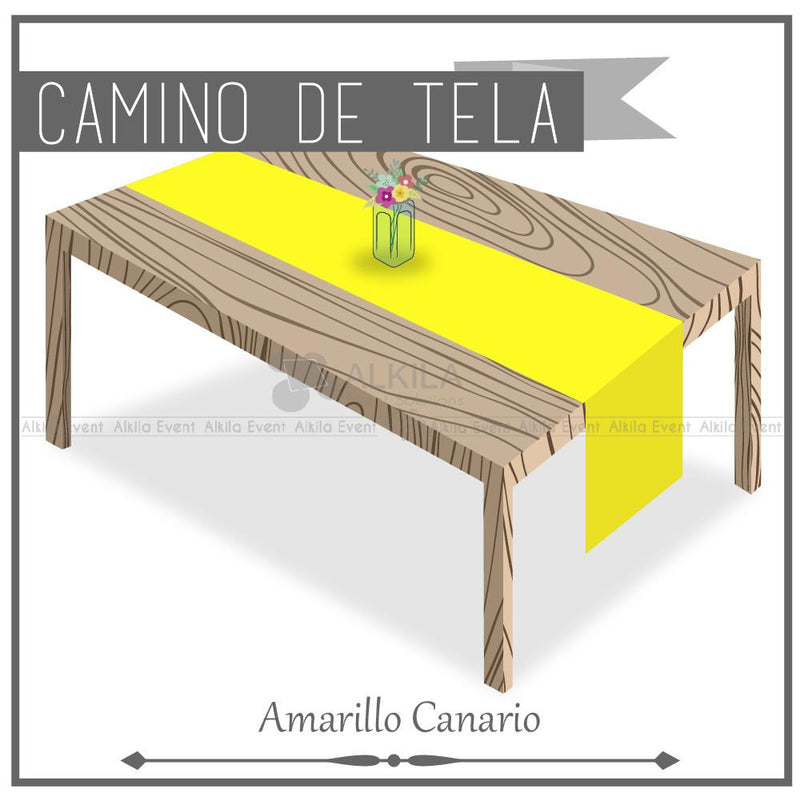Camino de Tela para Mesa Rectangular color Amarillo Canario (Renta) AlkilaEvent 