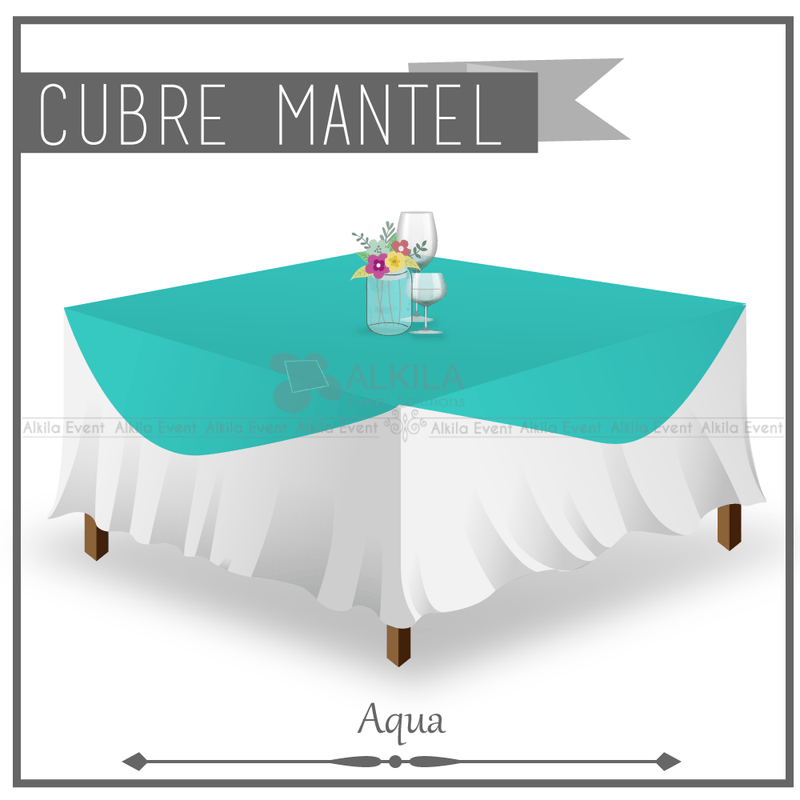 Cubremantel de Tela Cuadrado color Aqua (Renta) AlkilaEvent 