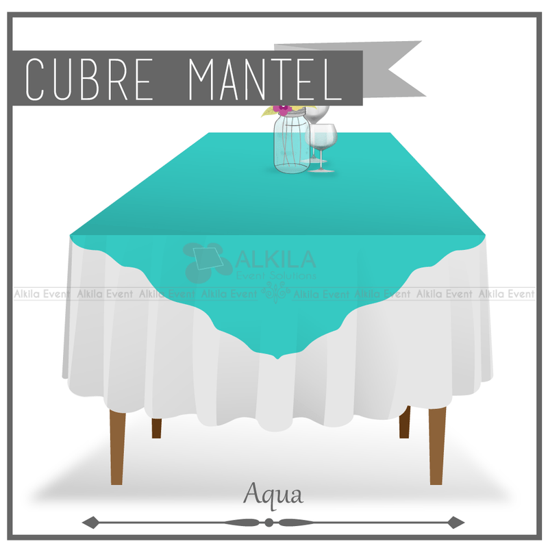 Cubremantel de Tela Cuadrado color Aqua (Renta) AlkilaEvent 