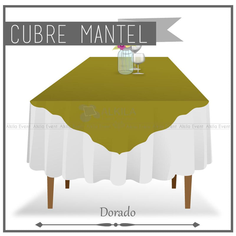 Cubremantel de Tela Cuadrado color Dorado (Renta) AlkilaEvent 