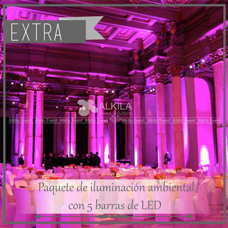 Lounge + Periqueras Blancas + Barra + Cristalería + Meseros (120 personas) Paquetes Lounge AlkilaEvent 