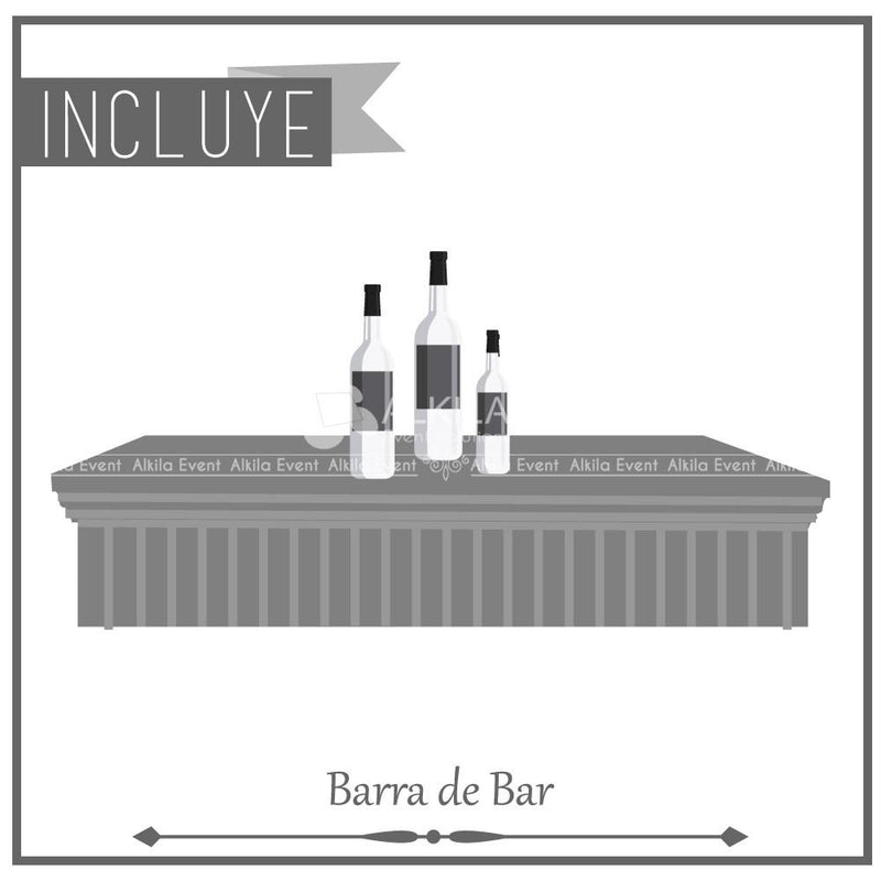 Mobiliario Elite + Periqueras + Barra + Cristalería + Meseros + DJ + Taquiza (90 Personas) Paquetes Elite AlkilaEvent 