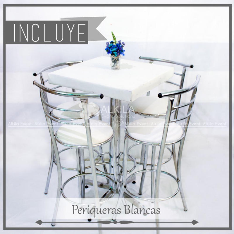 Lounge + Periqueras Blancas + Barra + Cristalería + Meseros + DJ (80 personas) Paquetes lounge AlkilaEvent 