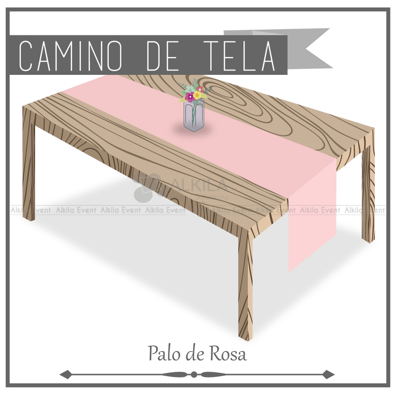 Camino de Tela para Mesa Rectangular color Palo de Rosa (Renta) AlkilaEvent 