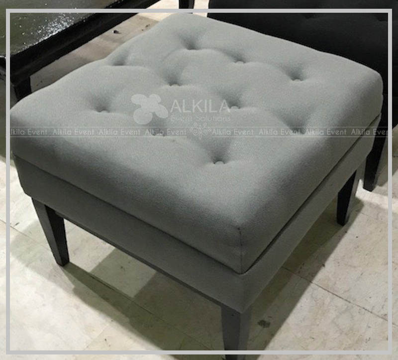 Taburete Gris Cuadrado Base Madera